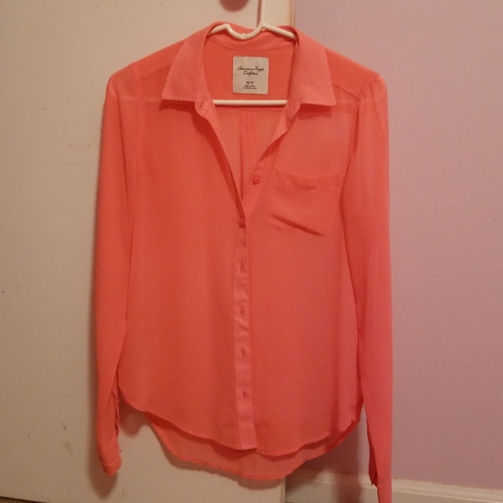American Eagle sheer blouse button down